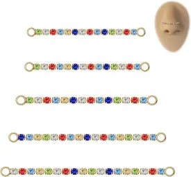 5PCS Nose Chain Surgical Steel Across Top Nose Piercing Jewelry - Double Nostril Bridge Jewelry for Women & Men, Black, Gold, Silver 5PCS Nose Chain Surgical Steel Across Top Nose Piercing Jewelry - Double Nostril Bridge Jewelry for Women & Men, Black, Gold, Silver