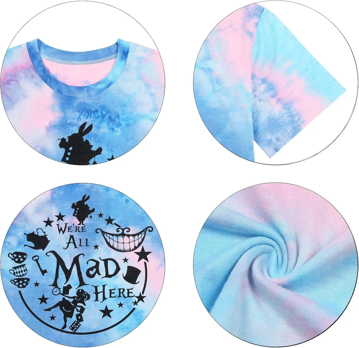 Alice in Wonderland Shirt Women Vacation Shirts We're All Mad Here Tshirt Mad Tea Party Shirt Cute Graphic Tee Tops
