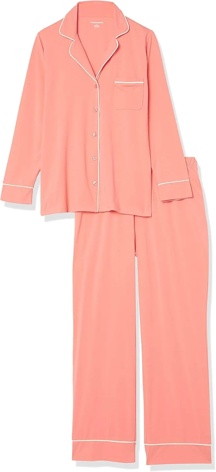 Amazon Essentials Women's Cotton Modal Long-Sleeve Shirt and Full-Length Bottom Pajama Set