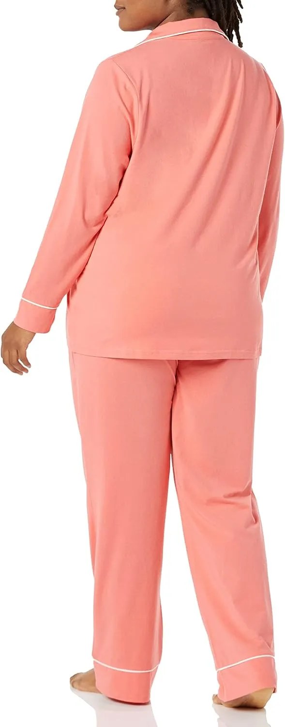 Amazon Essentials Women's Cotton Modal Long-Sleeve Shirt and Full-Length Bottom Pajama Set