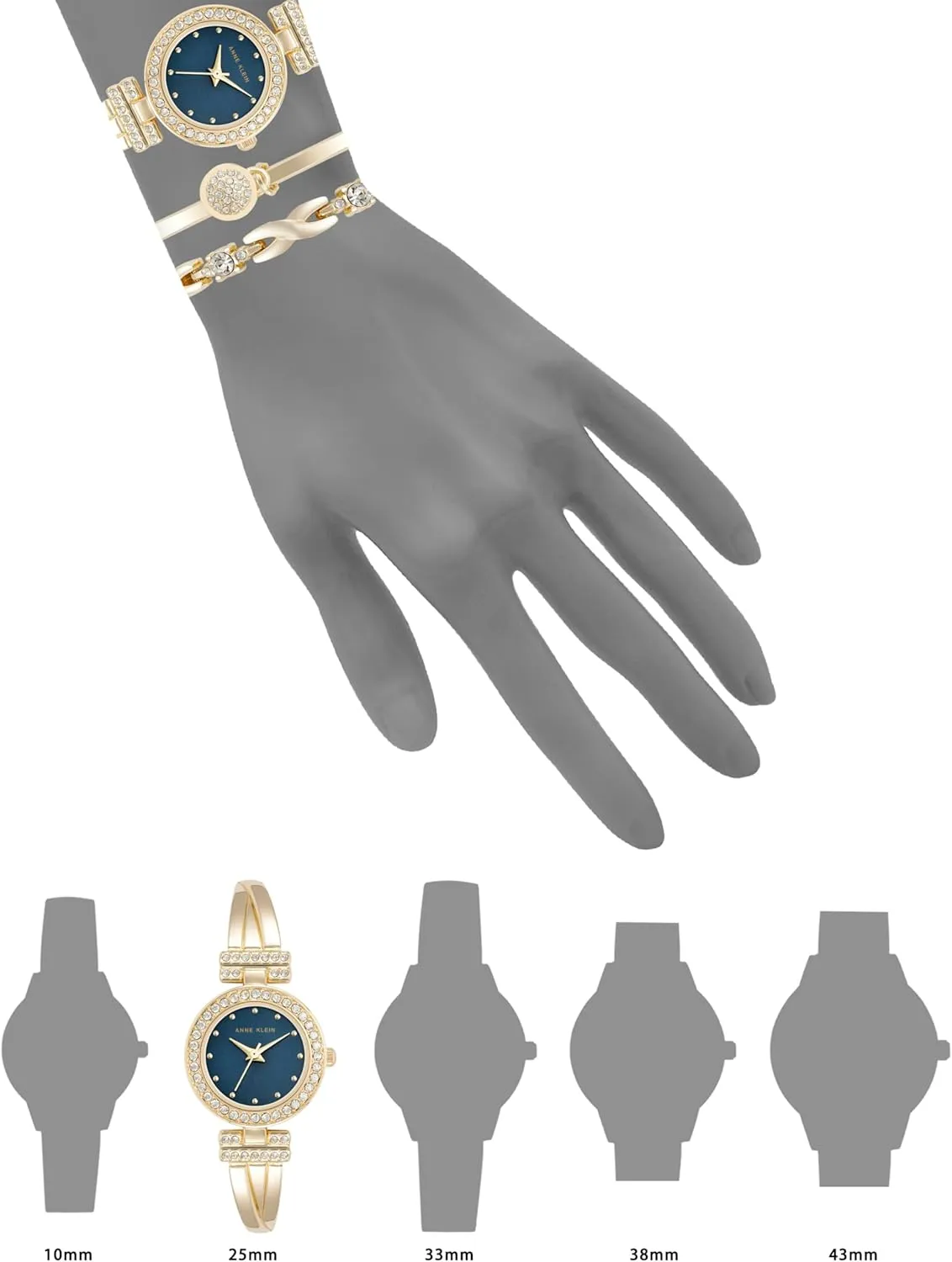 Anne Klein Women's Premium Crystal Accented Bangle Watch and Bracelet Set