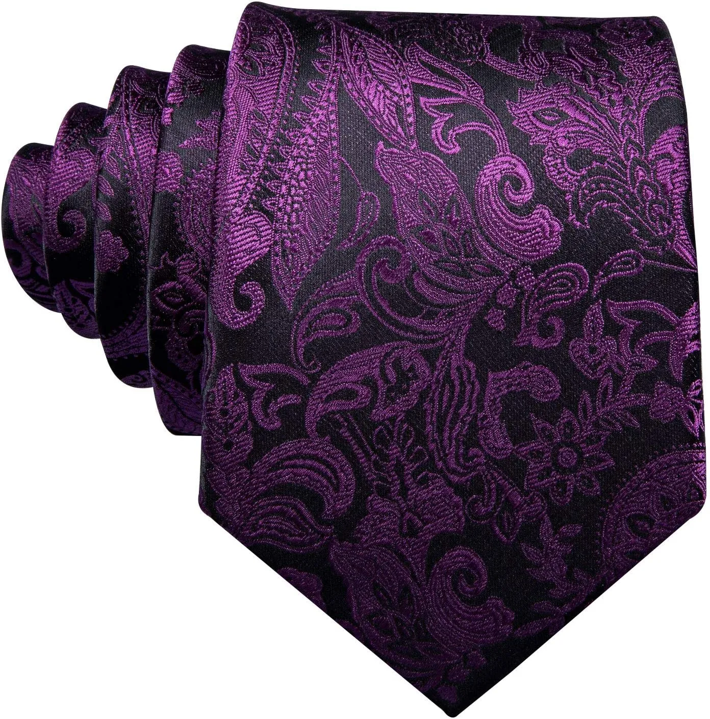Barry.Wang Paisley Tie Fashion Set Hanky Cufflinks Neckties for Men Woven Silk