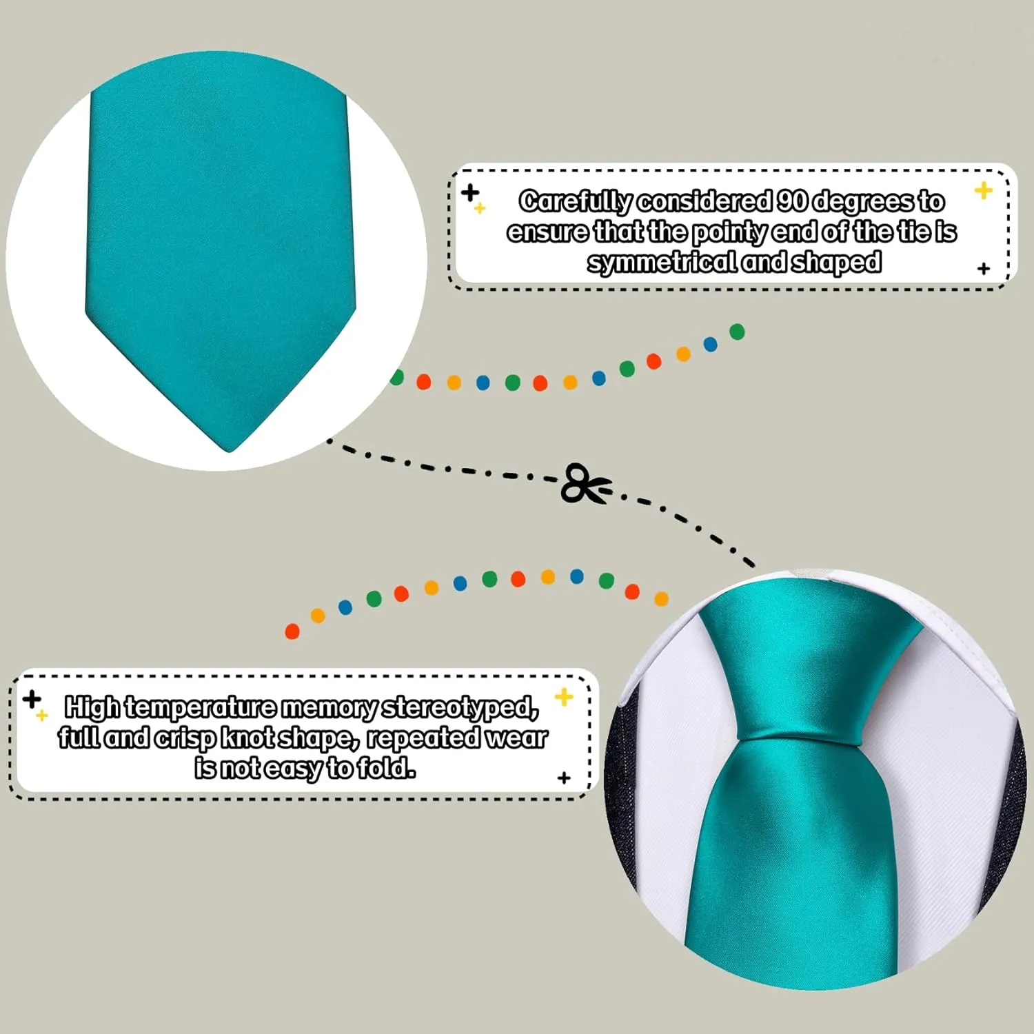 Barry.Wang Solid Men Tie Set Silk Woven Necktie Handkerchief Cufflinks Formal Wedding