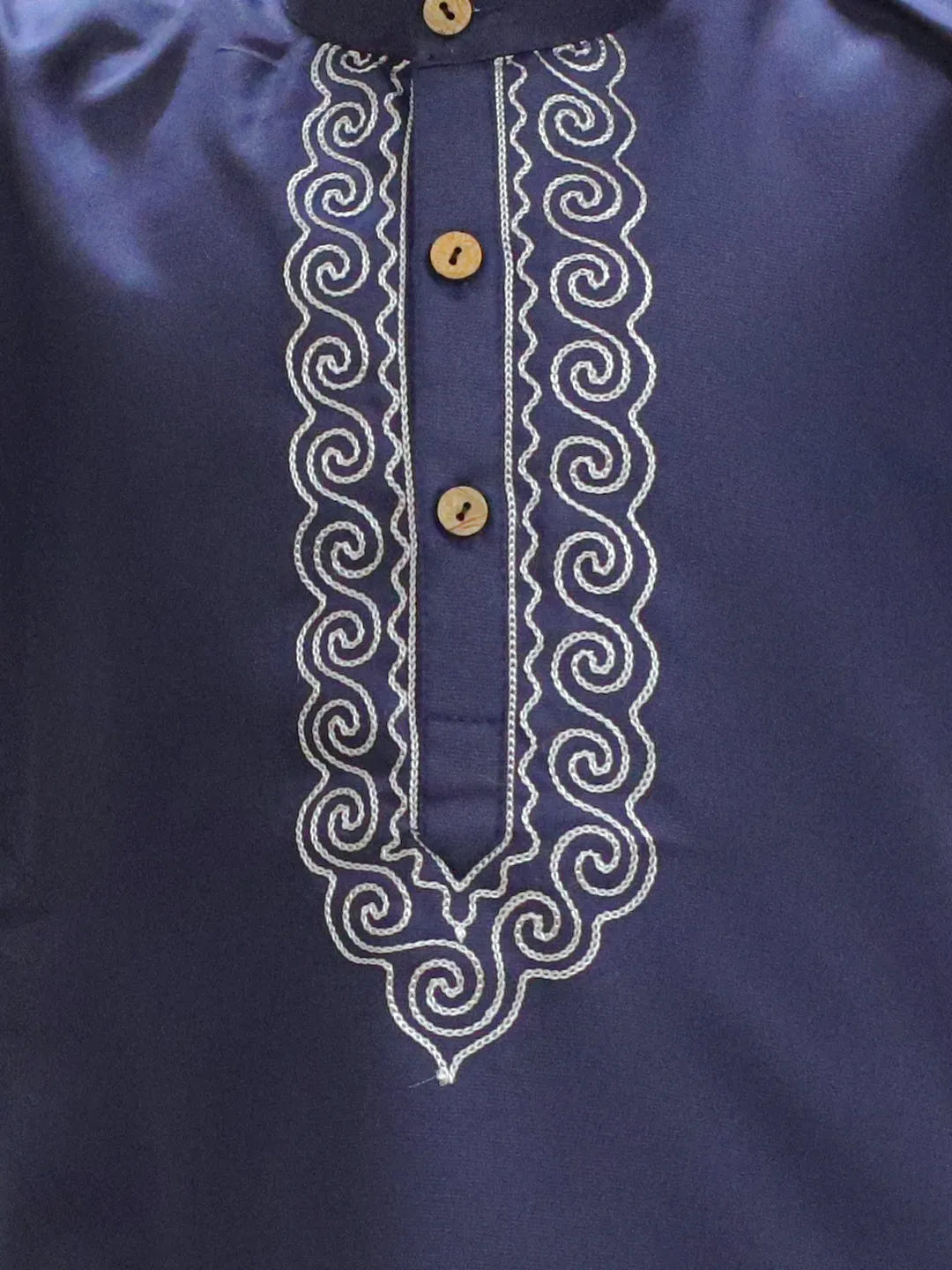 Boys Kids Wear Embroidery Cotton Full Sleeve Kurta Pajama For Boys-Blue