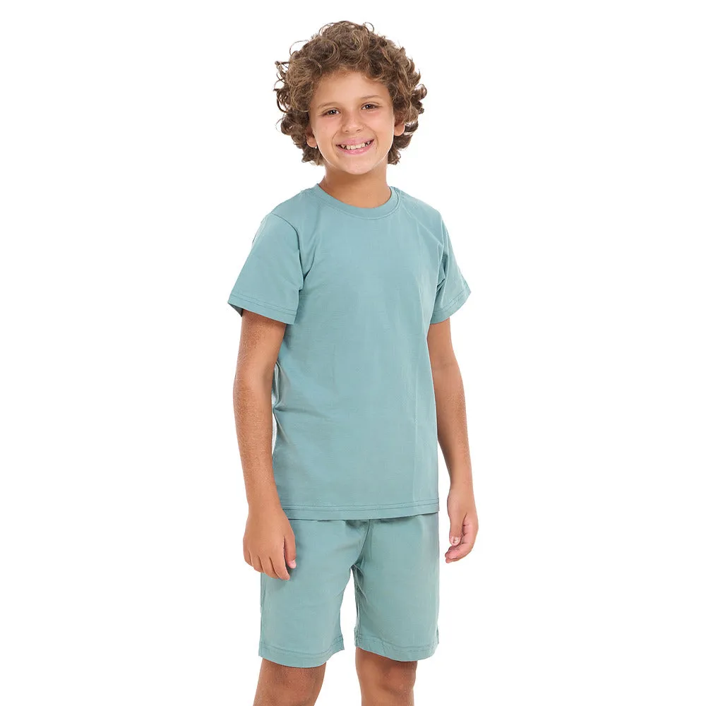 Boys summer pajama set Stone Blue t-shirt   shorts