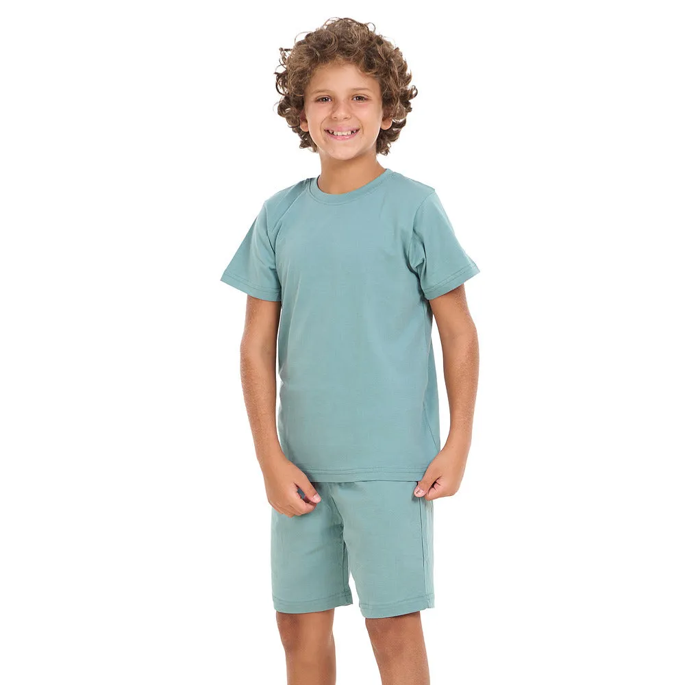 Boys summer pajama set Stone Blue t-shirt   shorts
