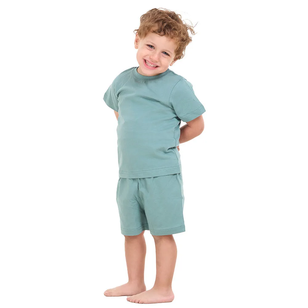 Boys summer pajama set Stone Blue t-shirt   shorts