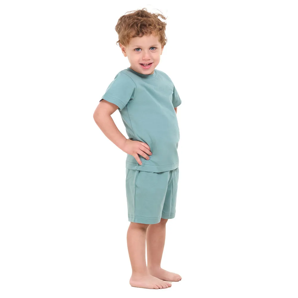 Boys summer pajama set Stone Blue t-shirt   shorts