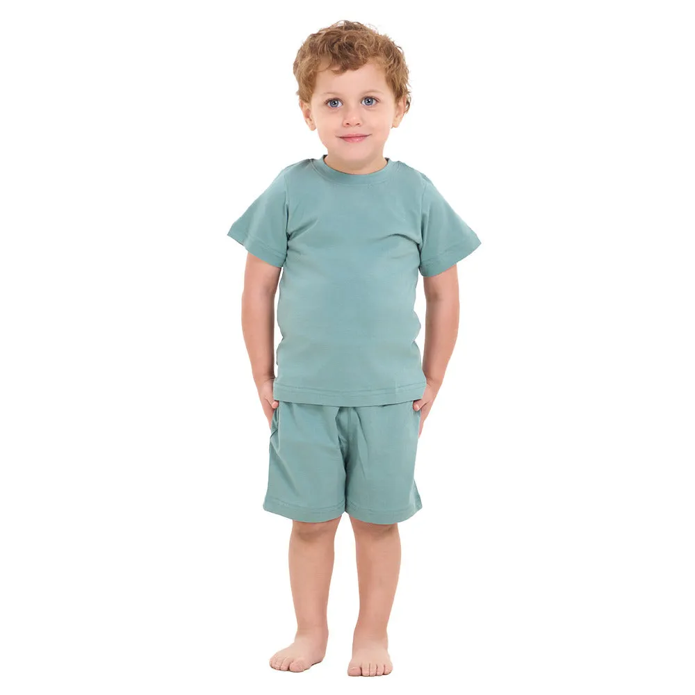 Boys summer pajama set Stone Blue t-shirt   shorts
