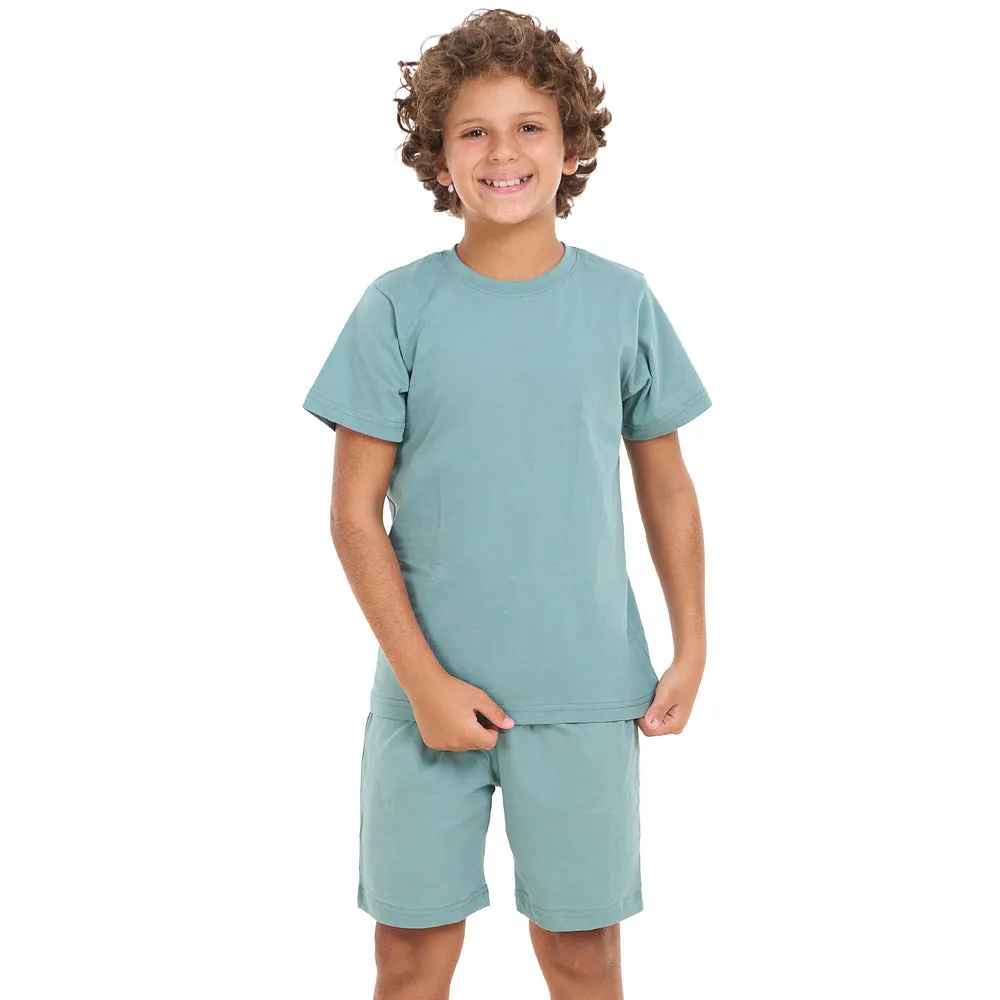 Boys summer pajama set Stone Blue t-shirt   shorts