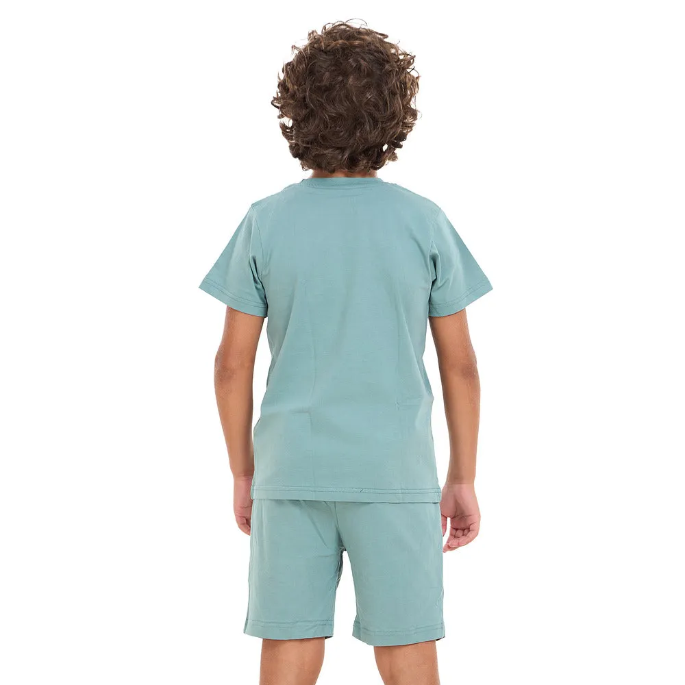 Boys summer pajama set Stone Blue t-shirt   shorts
