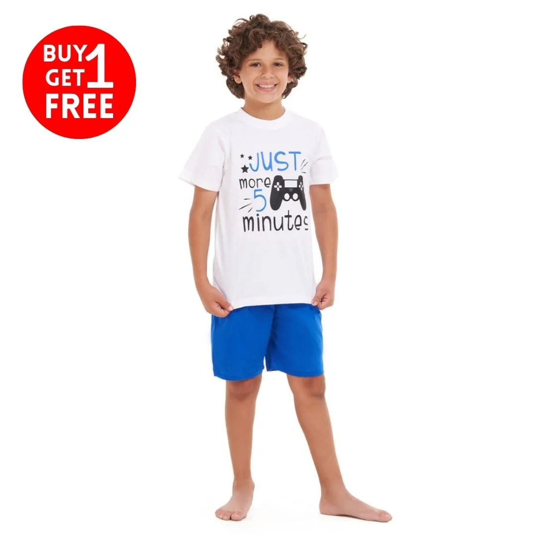 Boys summer pajama set Video games t-shirt  Blue shorts