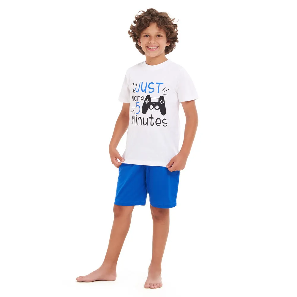 Boys summer pajama set Video games t-shirt  Blue shorts