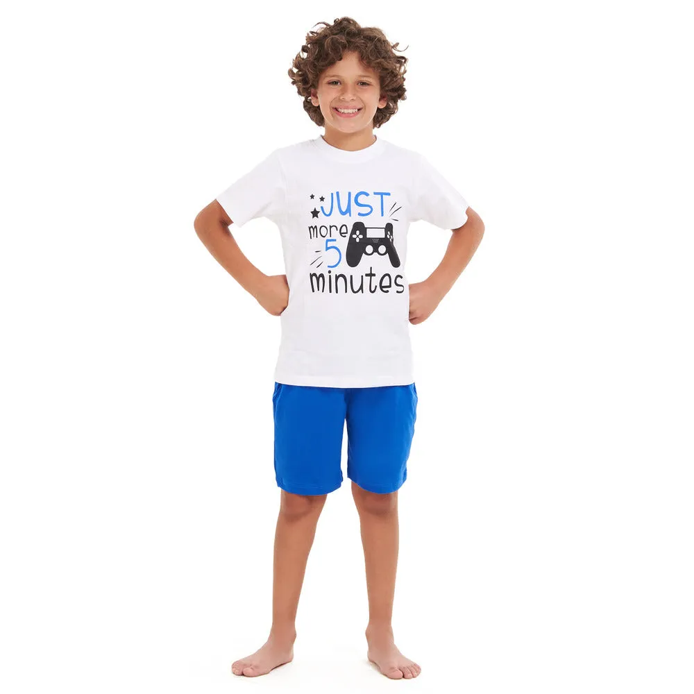 Boys summer pajama set Video games t-shirt  Blue shorts