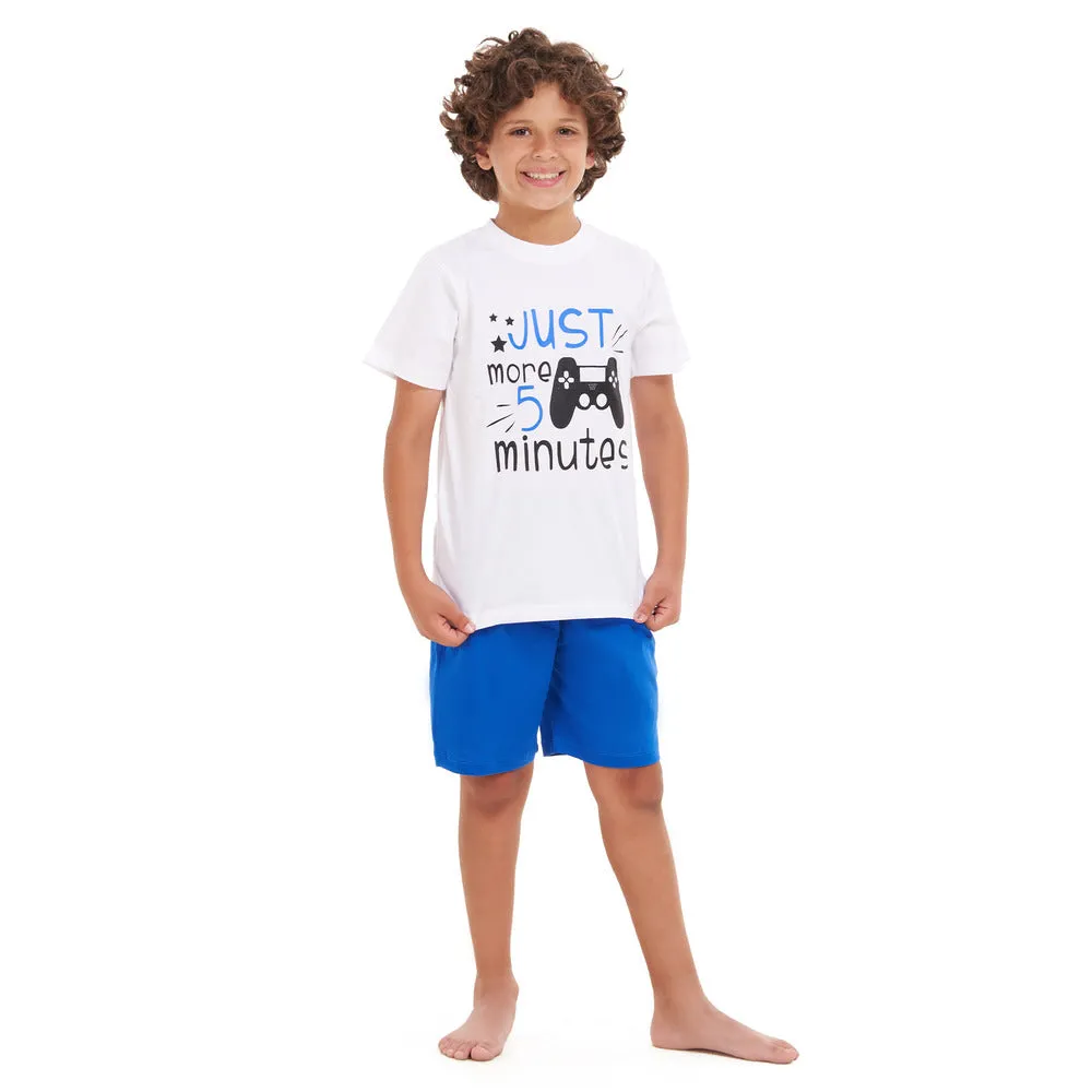 Boys summer pajama set Video games t-shirt  Blue shorts