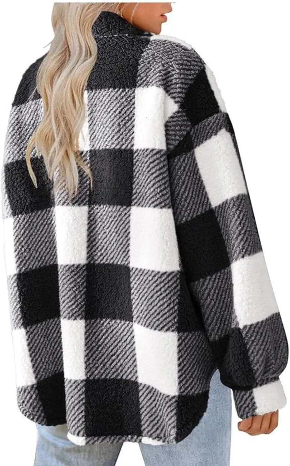 Ceboyel Womens 2023 Flannel Jacket Shackets Lapel Collar Plaid Shirt Fall Winter Trendy Clothes With Pockets