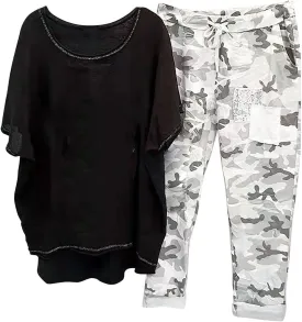 Cotton Linen Sets for Women 2 Piece Dressy Outfits Plus Size Matching Sets Short Sleeve Graphic Tees Camo Capri Pants
