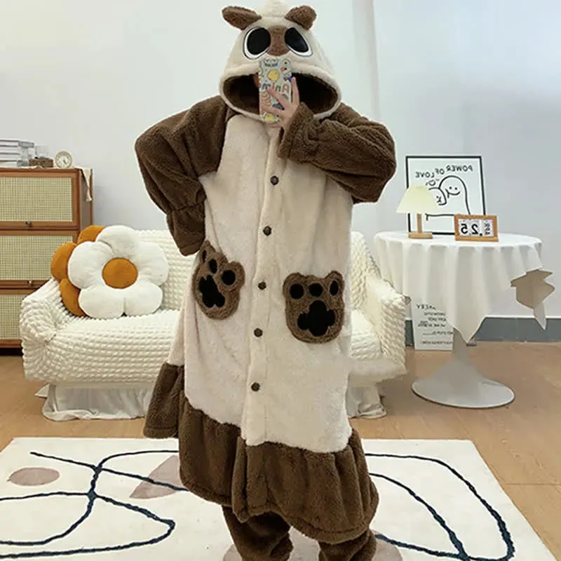 Cute Cartoon Kitty Hooded Pajamas Set
