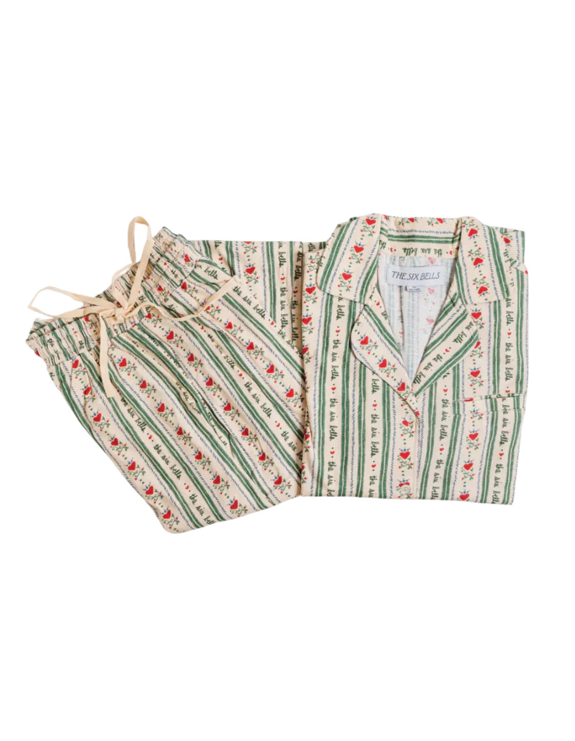 Ecru Logo Stripe Pajama Set