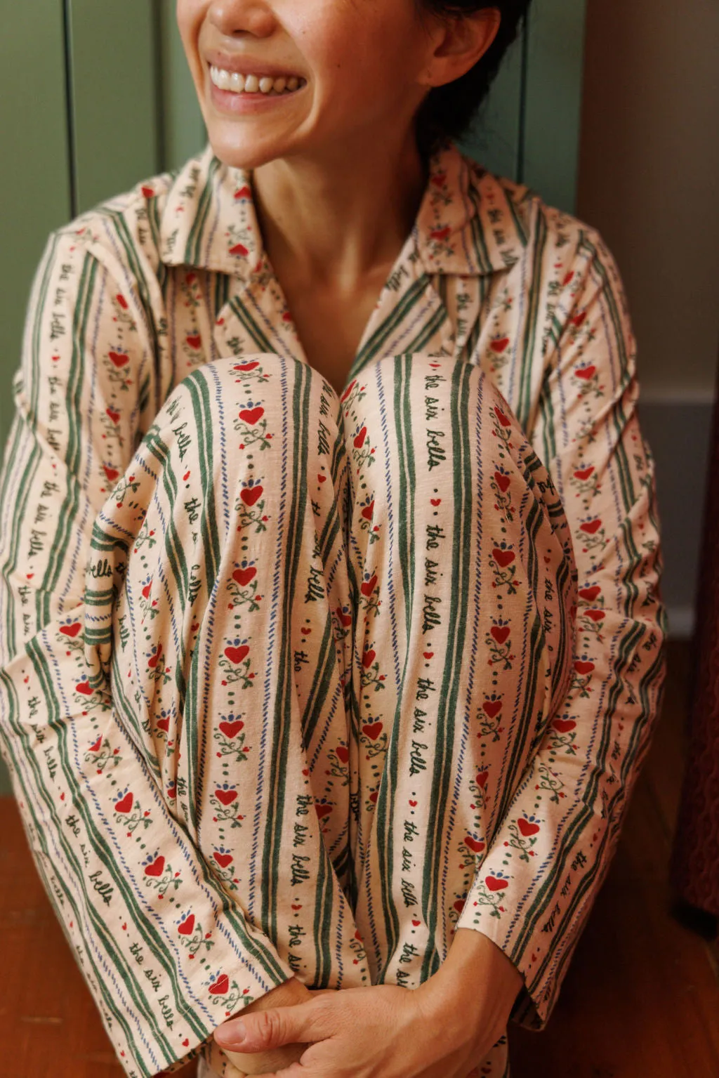 Ecru Logo Stripe Pajama Set