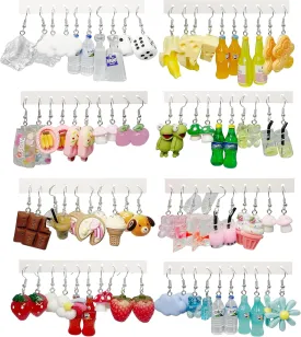 EIELO 16-40 Pairs Cute Funny Weird Earrings Boba Water Bottle Pearl Milk Tea Food Gummy Bear Fruit Mushroom Goldfish Earring Set Cute Funny Dangle Drop Earrings for Women EIELO 16-40 Pairs Cute Funny Weird Earrings Boba Water Bottle Pearl Milk Tea Food Gummy Bear Fruit Mushroom Goldfish Earring Set Cute Funny Dangle Drop Earrings for Women