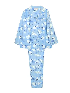 Flannel Polar Bear Plus Size Pajama Set