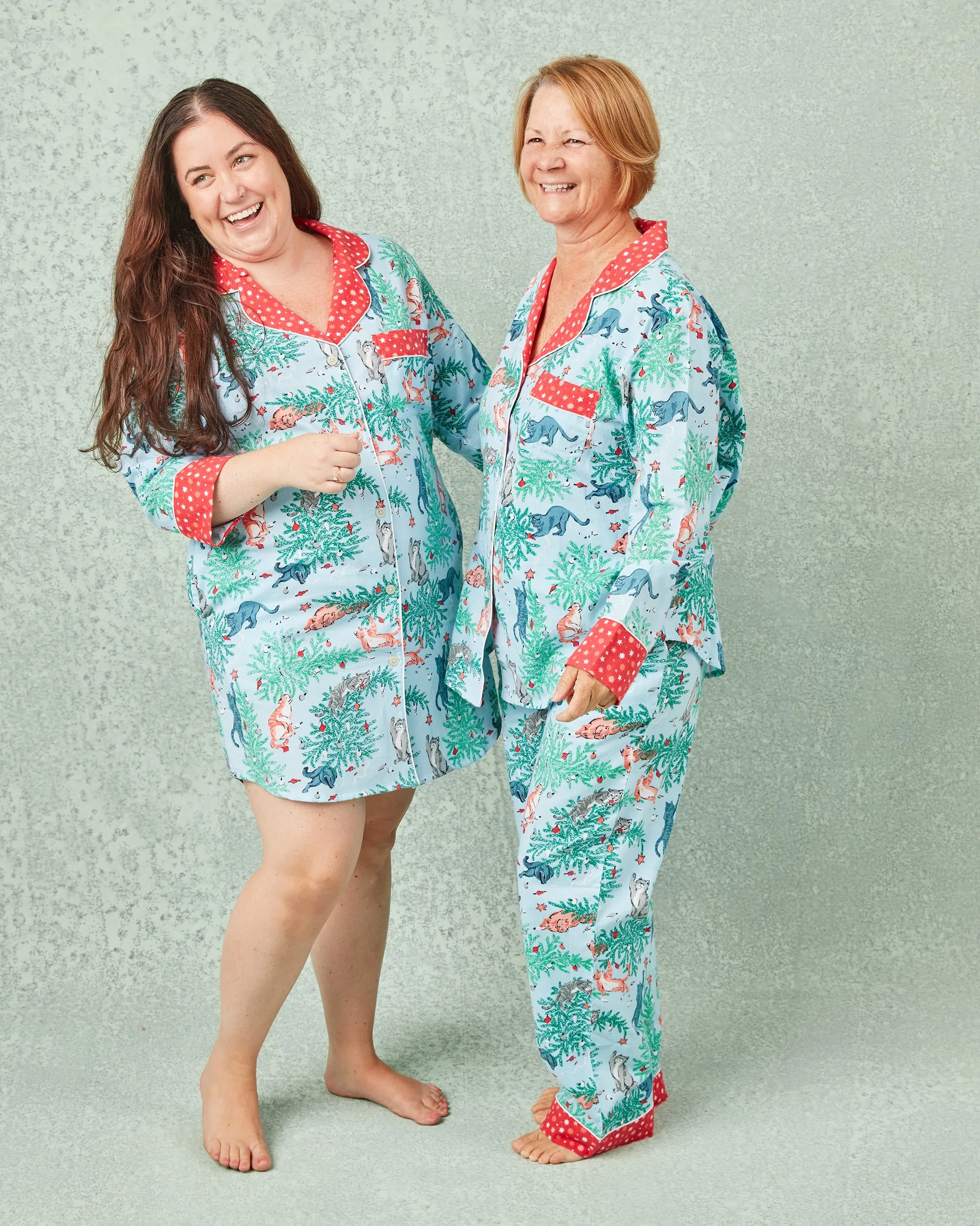 Frisky Firs - Lightweight Flannel Long PJ Set - Twinkling Blue