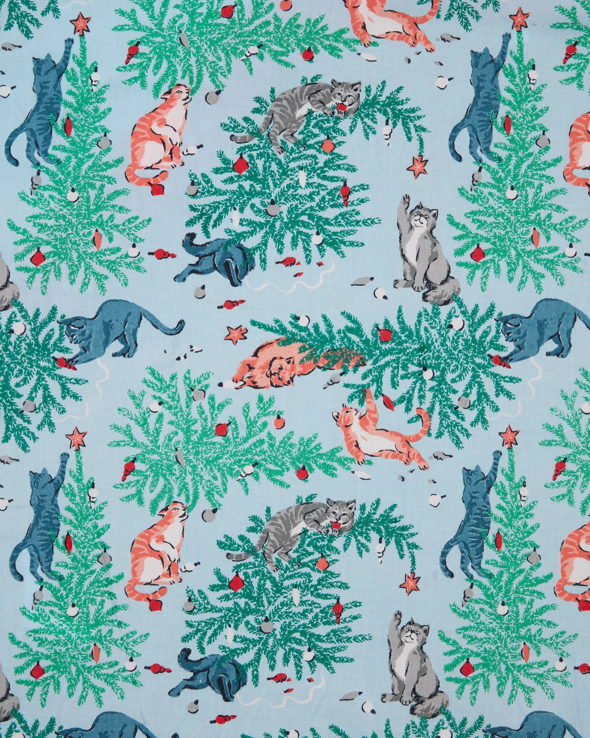 Frisky Firs - Lightweight Flannel Long PJ Set - Twinkling Blue