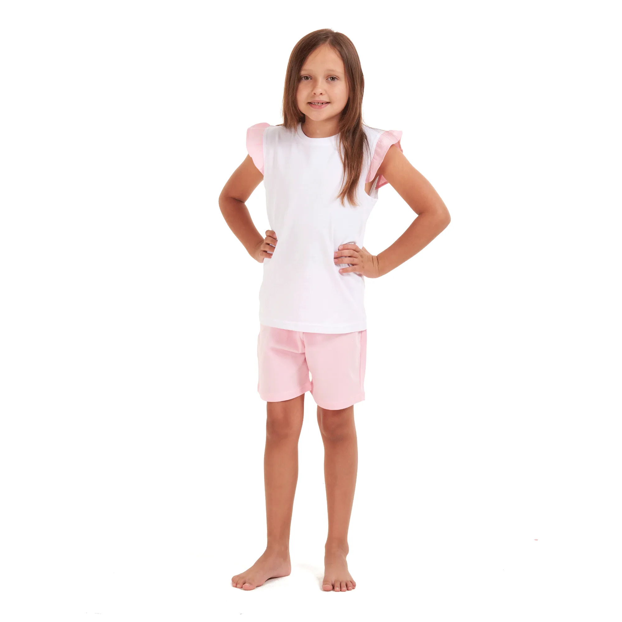 Girls summer pajama set Pink fairy t-shirt   Pink shorts