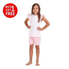 Girls summer pajama set Pink fairy t-shirt   Pink shorts