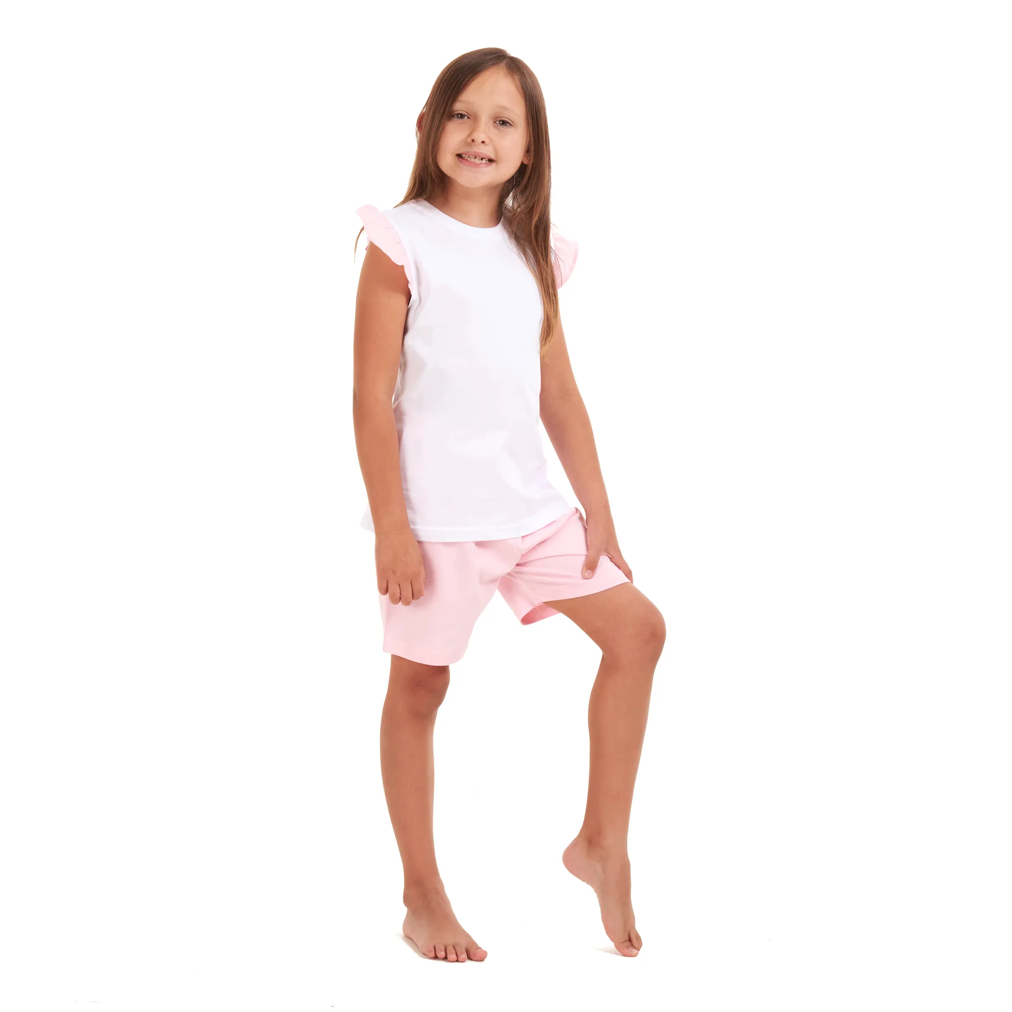 Girls summer pajama set Pink fairy t-shirt   Pink shorts