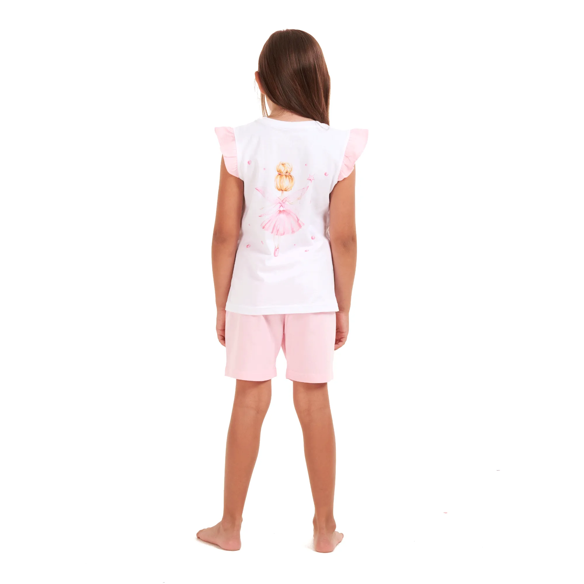 Girls summer pajama set Pink fairy t-shirt   Pink shorts