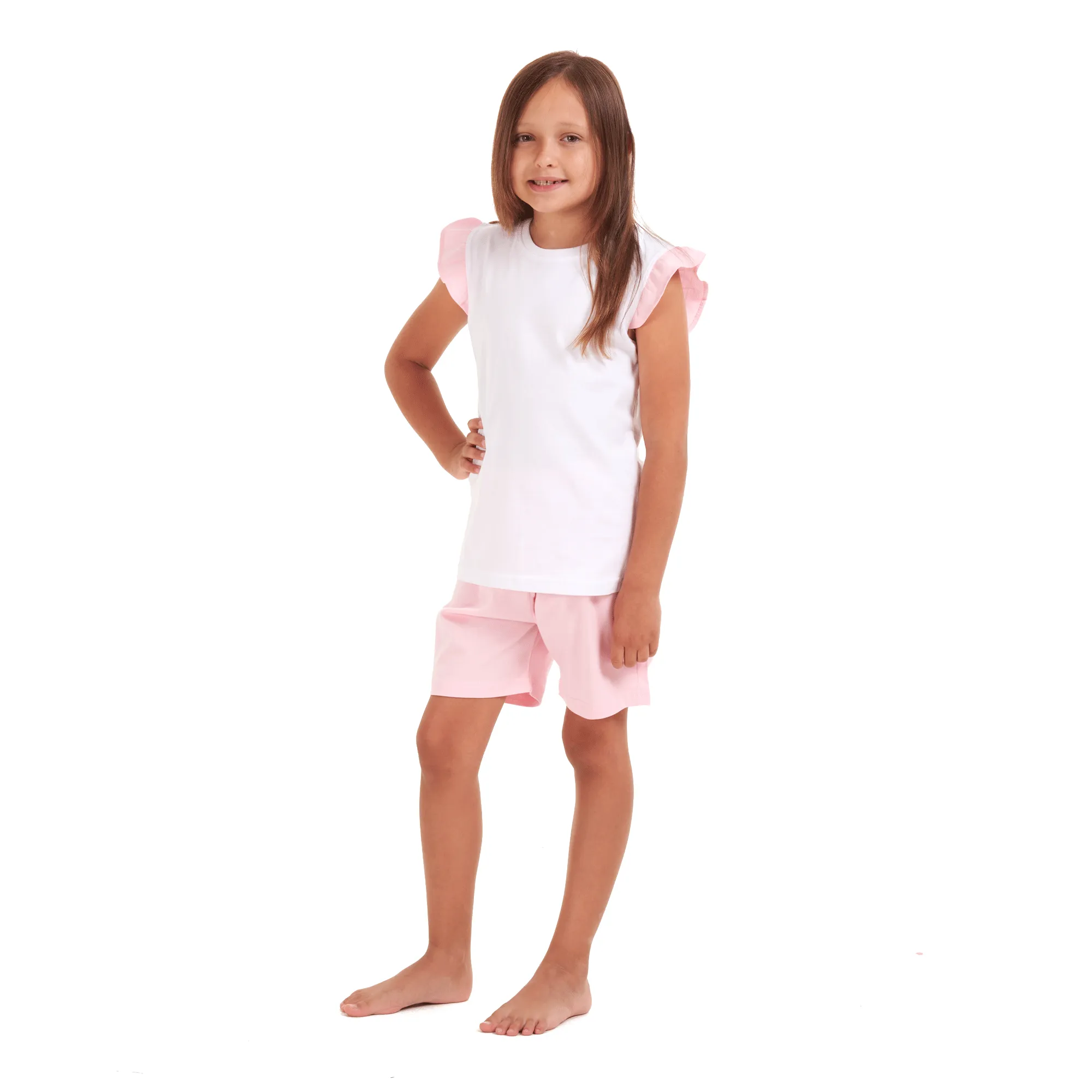 Girls summer pajama set Pink fairy t-shirt   Pink shorts