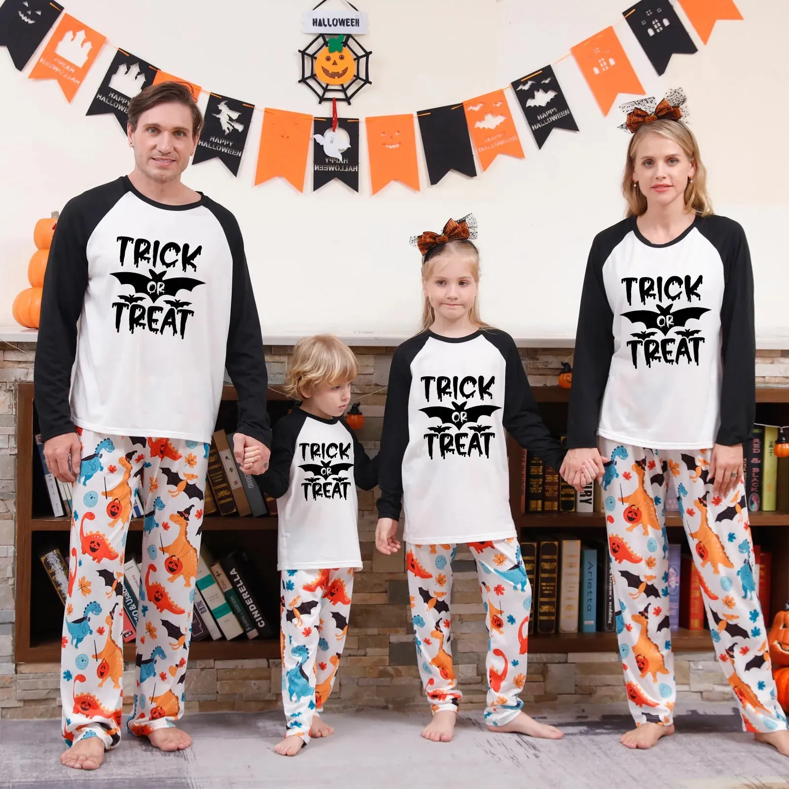 Halloween Family Pajama Trick or Treat Boo Matching Halloween Skull Print Sleepwear Family Look Pyjamas