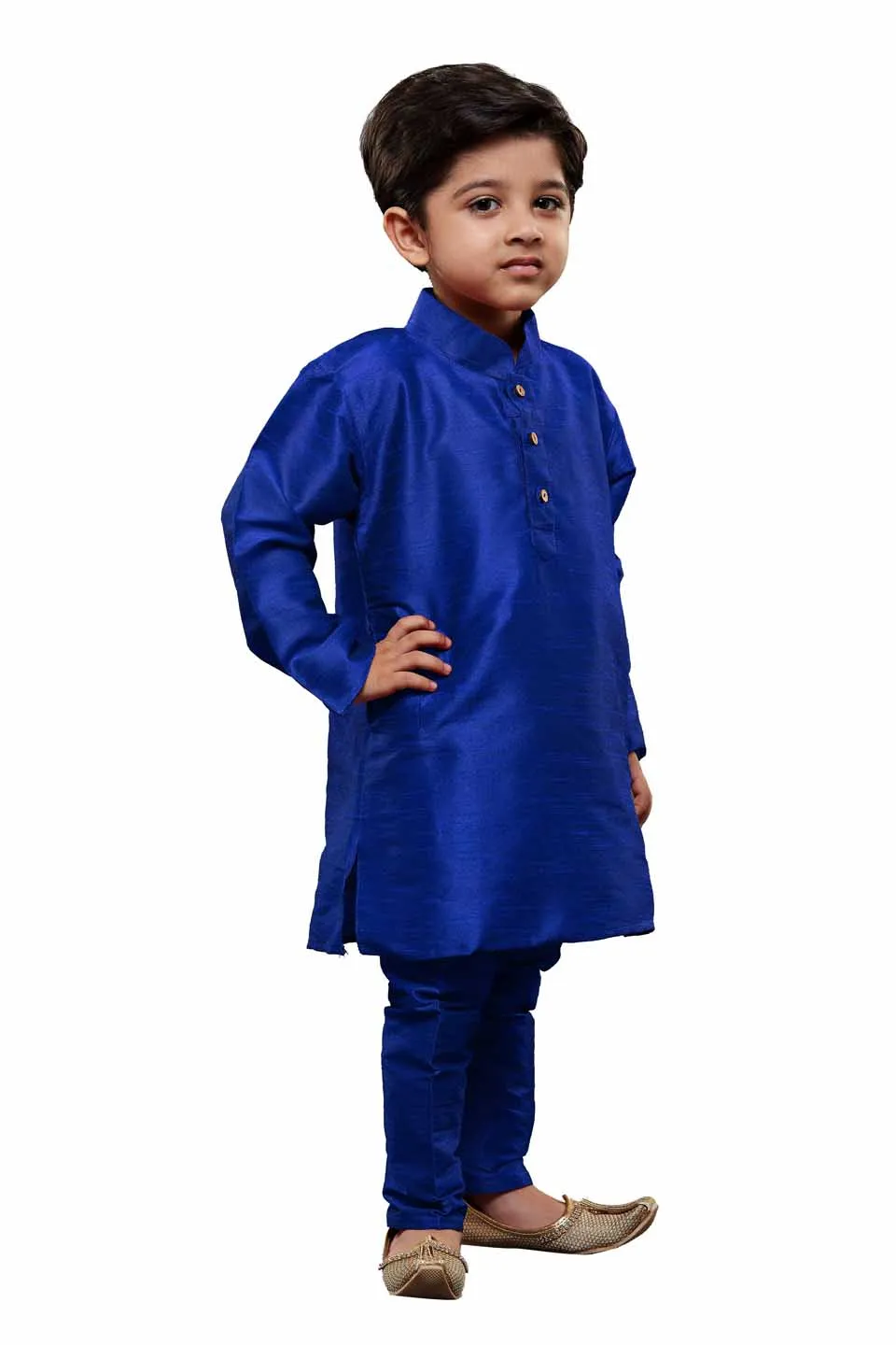 Jashvi Boys Blue Solid Kurta with Churidar