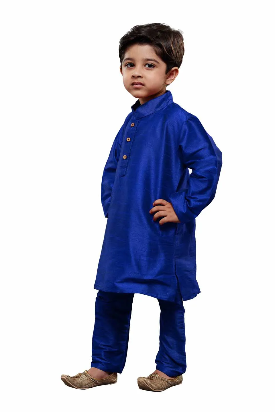 Jashvi Boys Blue Solid Kurta with Churidar