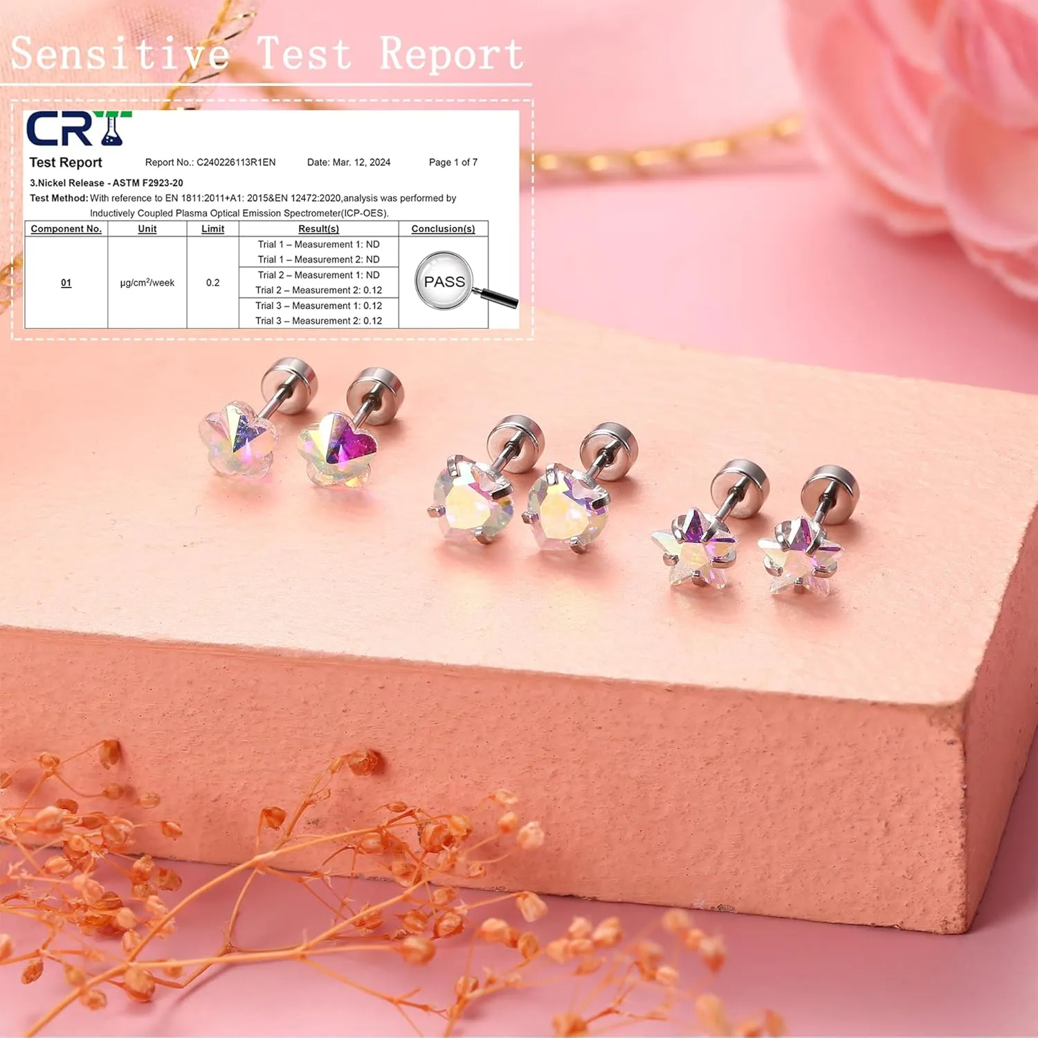 Jstyle 24 Pairs Hypoallergenic Screw Back Earrings for Girls Women Surgical Steel Tiny Heart Flower Flat Back Stud Earrings Cute Hoop Earrings Jewelry Set