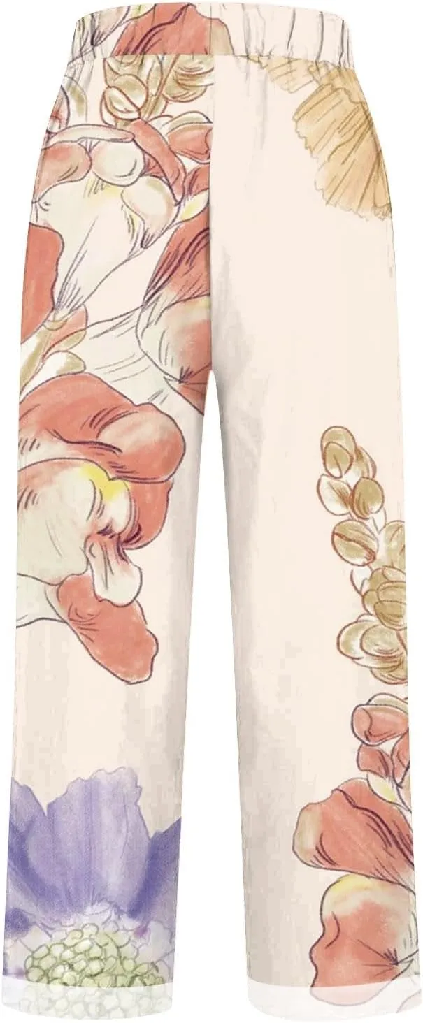 LCMTWX Linen Pants Women 2024 Cotton and Linen Casual Pants Wide Leg Loose Vacation Dresses for Women Parachute Pants