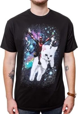 Marvel Deadpool Space Trip Unicorn Kitty Adult T-Shirt