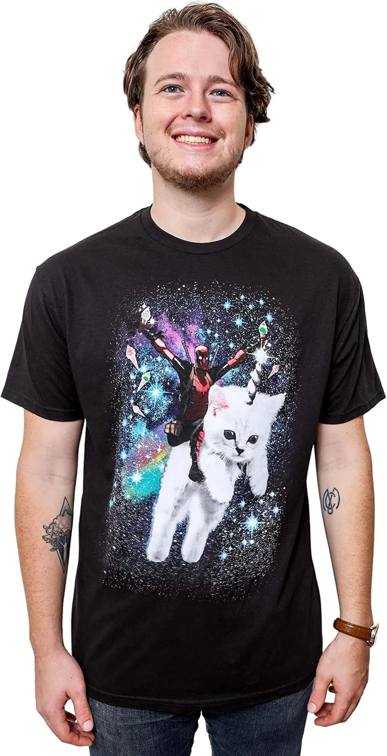 Marvel Deadpool Space Trip Unicorn Kitty Adult T-Shirt