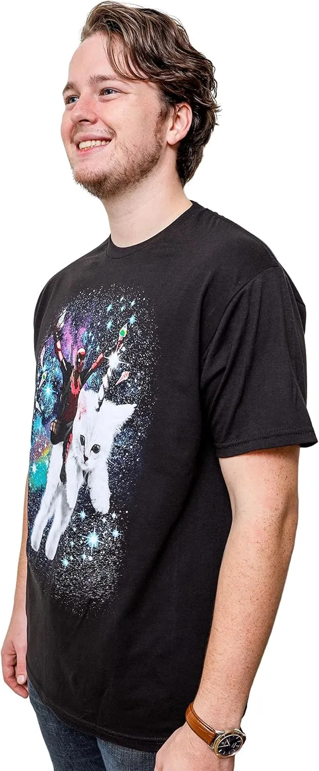 Marvel Deadpool Space Trip Unicorn Kitty Adult T-Shirt