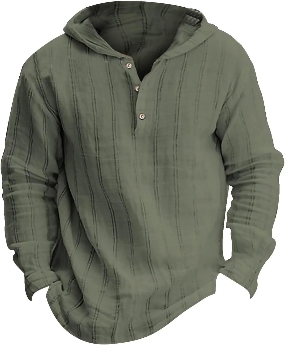 Mens Cotton Linen Shirts with Hood Casual Long Sleeve V Neck Hoodie Lightweight Loose Casual Hawaiian Beach Yoga Shirt