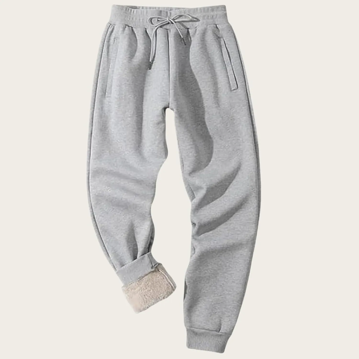 Men's Sherpa Lined Sweatpants Fleece Winter Warm Pants Active Gym Jogger Pants Track Joggers Pant with Zipper Pockets
