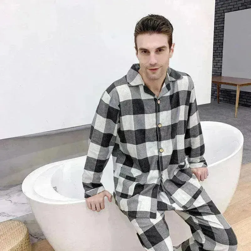 Men's Warm Cloth Flannel Pajama Suit