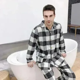 Men's Warm Cloth Flannel Pajama Suit