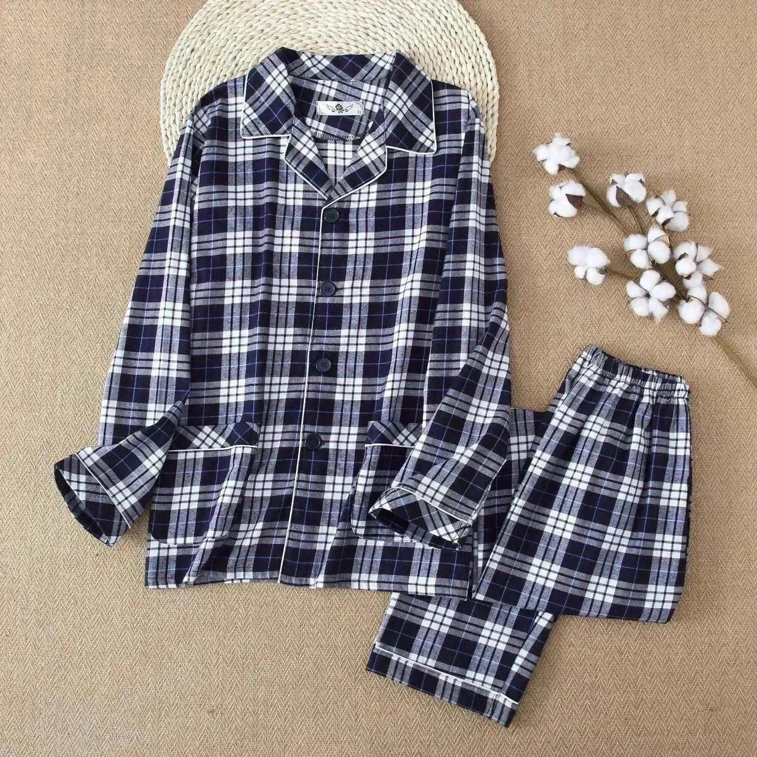 Men's Warm Cloth Flannel Pajama Suit