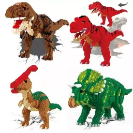 MOC  Compatible  4 New Balody Dinosaur Blocks Classic Cartoon Anime Diamond Building Blocks Triceratops Model Tyrannosaurus Rex Bricks Toys
