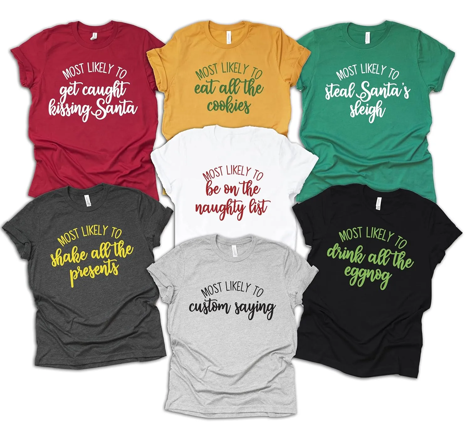 Most Likely to, Matching Christmas Shirts For Family, Funny Friend Shirts, Christmas Pajama Shirts (XL, white)