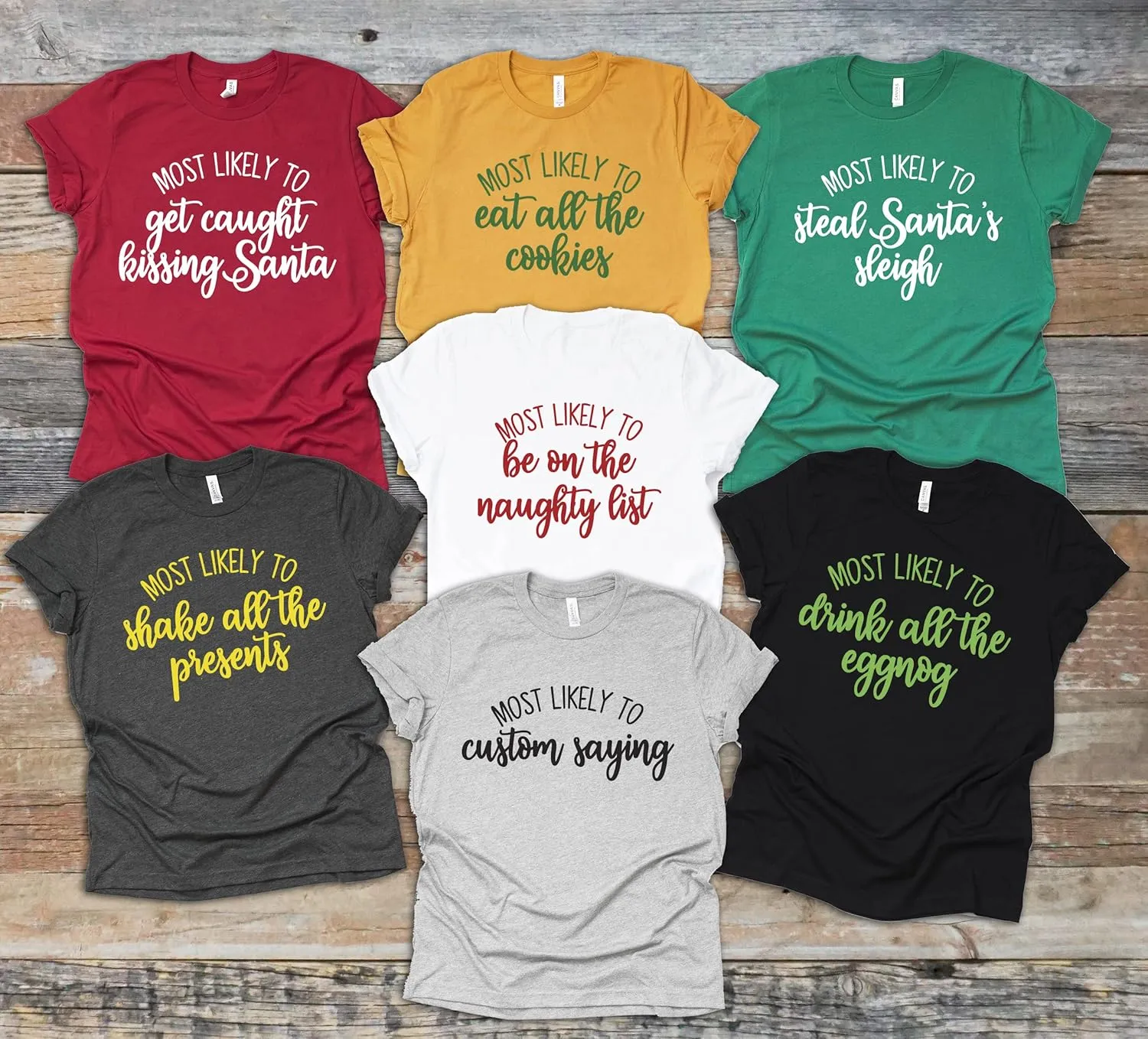 Most Likely to, Matching Christmas Shirts For Family, Funny Friend Shirts, Christmas Pajama Shirts (XL, white)
