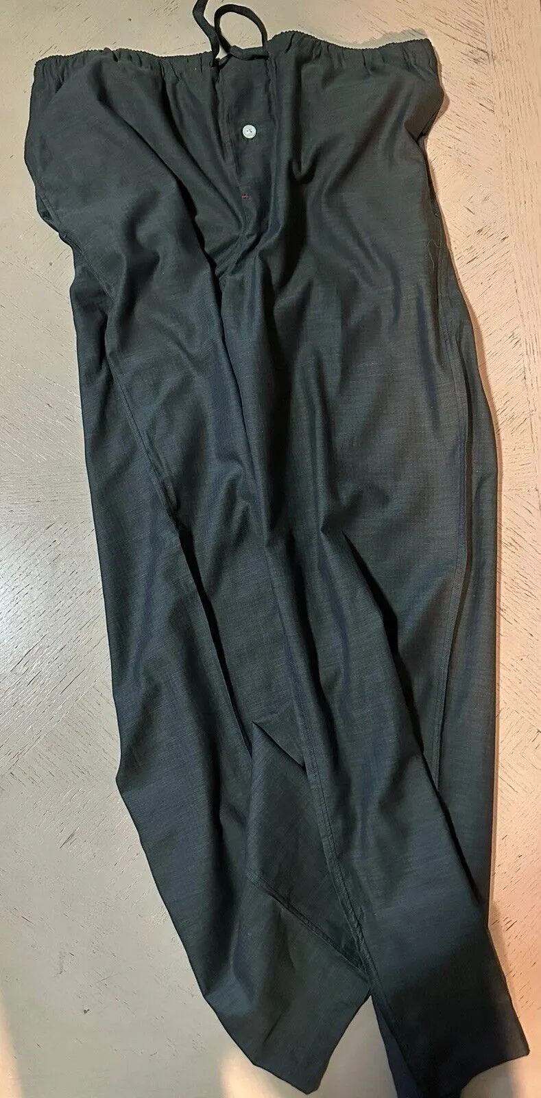 New $995 Isaia Cotton Flannel 2-Piece Pajama Set Color Gray Size L